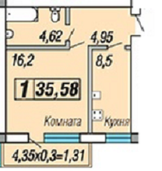 Квартира 35,58  стоимостью 1875140 рублей в ЖК "Скифия"    Севастополь Крым  