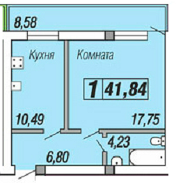 Квартира 41,84  стоимостью 2259360 рублей в ЖК "Скифия"    Севастополь Крым  