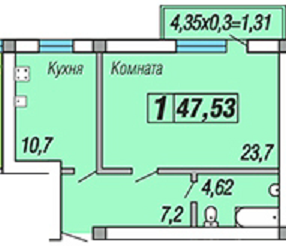 Квартира 47,53  стоимостью 2519090 рублей в ЖК "Скифия"    Севастополь Крым  