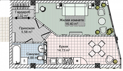Квартира 43,91  стоимостью  рублей в Комплекс «Victory Hills»    Севастополь Крым  