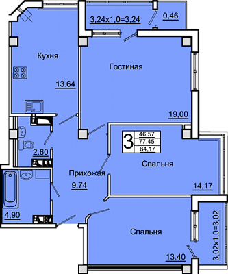 Квартира 87,9  стоимостью 6153000 рублей в Комфорт     Севастополь Крым  