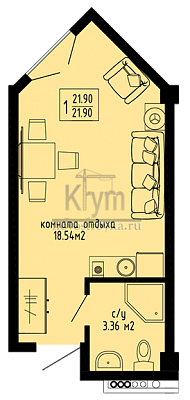 Квартира 21.90  стоимостью 1817700 рублей в Комплекс Адмиральская лагуна    Севастополь Крым  