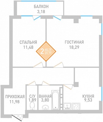 Квартира 60.20   стоимостью 4515000 рублей в ЖК "Сакура"    Севастополь Крым  