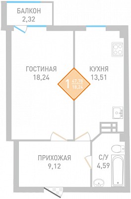 Квартира  47.78   стоимостью 3583500 рублей в ЖК "Сакура"    Севастополь Крым  