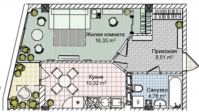 Квартира 40,88  стоимостью  рублей в Комплекс «Victory Hills»    Севастополь Крым  