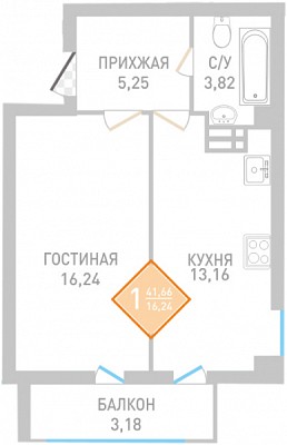 Квартира 41.65   стоимостью 3123750 рублей в ЖК "Сакура"    Севастополь Крым  