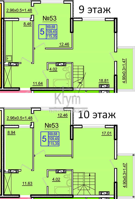 5-комн. квартира в ЖК "Дергачев" S 115.35 кв.м. от Альфа групп инвест