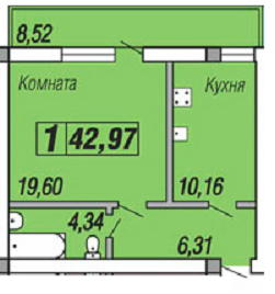 Квартира 42,97  стоимостью 2320380 рублей в ЖК "Скифия"    Севастополь Крым  