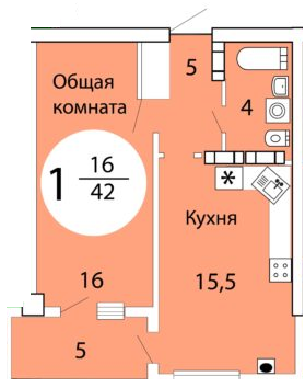 Квартира 42,0  стоимостью 3024000 рублей в ЖК «АДМИРАЛЬСКИЙ»    Севастополь Крым  