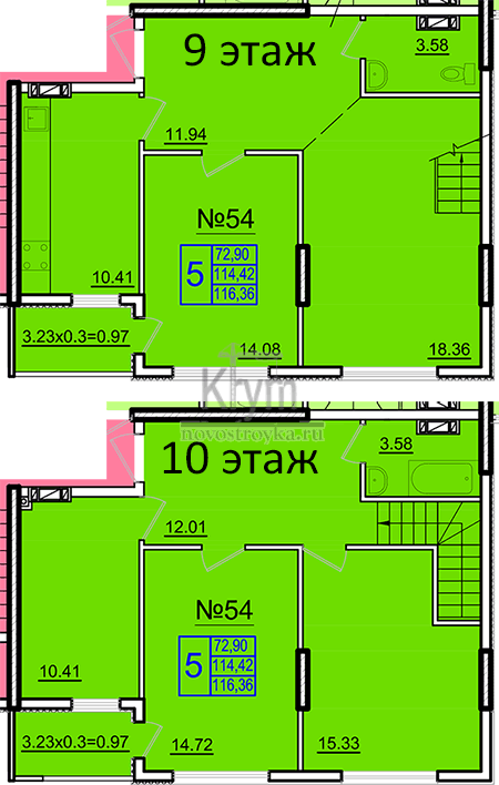 5-комн. квартира в ЖК "Дергачев" S 116.36 кв.м. от Альфа групп инвест