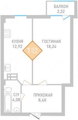 Квартира 45.96  стоимостью 3447000 рублей в ЖК "Сакура"    Севастополь Крым  