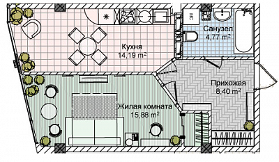 Квартира 43,25  стоимостью 3589330 рублей в Комплекс «Victory Hills»    Севастополь Крым  